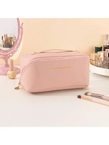 1pc PU Pillow Cosmetic Bag Portable Large Capacity Makeup Bag Travel Storage Bag Toiletry Bag For Women Makeup Brushes Holedr Make Up Bag Travel Wash Bag Lightweight Makeup Zipper Pouch Christmas Halloween Thanksgiving Day Gift Mother's Day Gift