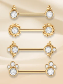 1pc Stainless Steel Sunflower Shaped Barbell Piercing Jewelry, 1.6x14mm