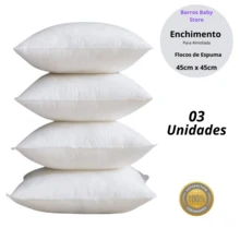 Kit Com 3 Unidades Enchimento Almofada Refil 45x45 Antialérgica - Branco - Visão 5
