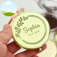 Customized Name Engraved Makeup Mirror, Personalized Gift, Folding Portable Double-Sided High Definition Mirror, Stainless Steel Compact Mirror, Christmas Gift, Bridesmaid, Wedding Gift, Customized Floral Engraved Makeup Mirror, Suitable For Bestie, Girlfriend, Mom, Mother's Day, Birthday, Graduation, Wedding, Anniversary, Practical Gift, Fall Decor - Multicolor - View 12