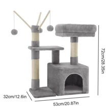 Lislark Cat Tree Scratching Post Climbing Activity Centre Sisal Bed Toys Scratcher Tower - Dark Grey - View 11
