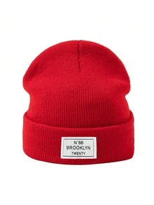 1 件儿童 N86 字母针织帽，保暖滑雪帽，秋冬翻边针织帽，适合男孩和女孩 - 1PC - 查看 4