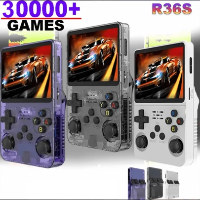 Consola de Videojuegos Portátiles R36S Pro 128GB 30,700+ Video Juegos Retro Pantalla IPS de 3.5 Pulgadas Consola Portátil Multijuegos Conectable a la TV Plug & Play Batería 6H Regalos de Navidad Cumpleaños  Regalos de Pareja Regalos para Hombre / Mi Novio / Niña / Niños  / Hijos / Amigo / Papá / Blanco