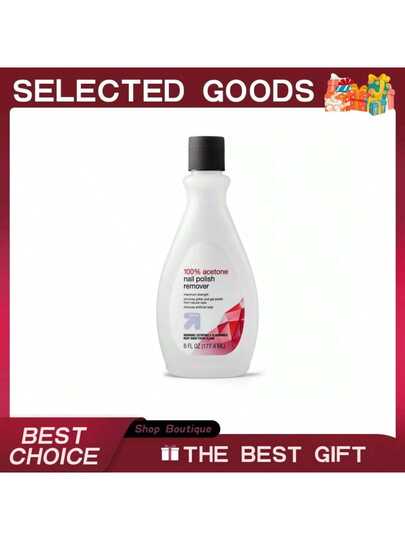 6oz 100% Pure Acetone Nail Polish Remover For Natural Artificial Acrylic Gel Nails Fast Acting Strong Formula Removes Glue Glitter Dip Powder Nail Art Professional Salon Quality Home Use Manicure Pedicure