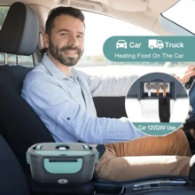 SOKANY Herrfilk Portable Car & Home Electric Lunch Box - Leak-Proof Design, Detachable Stainless Steel Inner Pot, 1.5L Capacity, 220V/12V, Suitable For Truck Drivers, Heats Up Lunch - EU C Type Plug(220-240V) - View 3