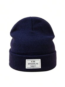 1 件儿童 N86 字母针织帽，保暖滑雪帽，秋冬翻边针织帽，适合男孩和女孩 - 1PC - 查看 8