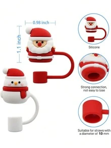 6/3/1 Stück Weihnachts-Strohhalm-Abdeckkappe, Silikon-Strohhalm-Aufsatz für Frau & Mann Becher mit Griff, süße 10mm Trinkhalm-Spitzen-Abdeckungen als Weihnachtsgeschenke.
