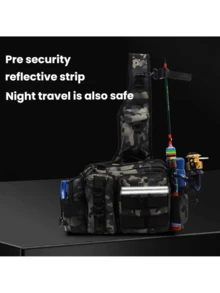 1 件男士多功能户外钓鱼装备包，牛津尼龙鱼竿包，便携式渔具收纳包，带多个挂点和隔层，完美的钓鱼爱好者礼物