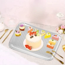 10pcs Disposable Silver Paper Trays, Thickened Oil-Proof Rectangular Cake Boards, Reinforced Base, Suitable For Elegant Dessert Table Display, Cupcake Presentation, Birthday Parties, Weddings And More - Silver - View 7