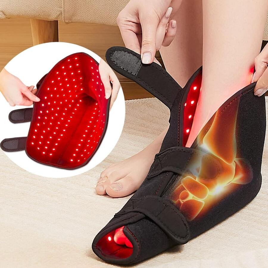 Light Therapy For Feet, 660nm & 850nm LED Red Light Therapy Shoe Device With Pulse Mode, Timer & Temperature Setting For Foot Feet Toes Instep Pain Relief - màu đen - Xem 1
