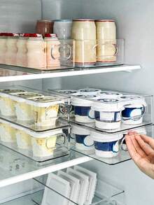 2 件/1 件冰箱储物盒，透明耐用储物箱，可堆叠大容量储物桶，适用于冰箱、冰柜、厨柜、食品储藏室、厨房储物盒和橱柜、厨房配件、冰箱整理器、零食盒、香料盒、情人节返校 - 無色 - 查看 7