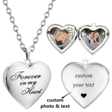 Custom Personalized Locket Necklace For Teacher Teachers' Day Custom Heart Photo Necklace With Picture Inside Lockets With Birth Flower Birthday Gifts For Women Birthday Present For The Teacher Christmas Back-To-School Season Gifts - Multicolor - View 1