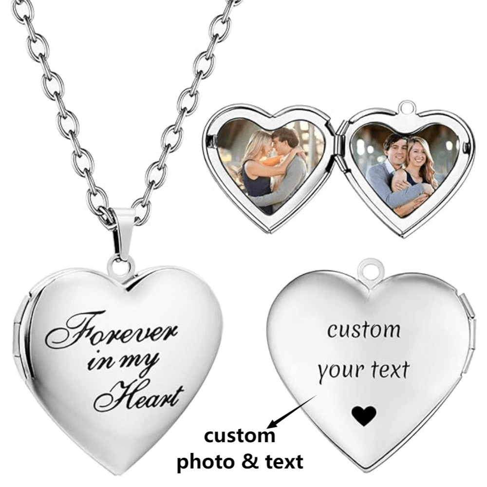 Custom Personalized Locket Necklace For Teacher Teachers' Day Custom Heart Photo Necklace With Picture Inside Lockets With Birth Flower Birthday Gifts For Women Birthday Present For The Teacher Christmas Back-To-School Season Gifts - Multicolor - View 1