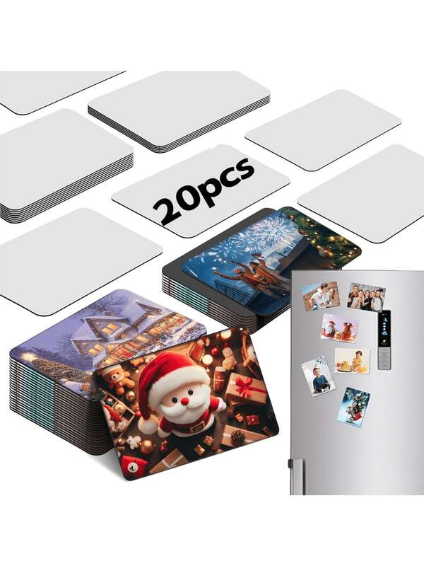 Sublimation Magnet Blanks 3x3 Inch, Sublimation Blank Products, 20Pcs Personalized Sublimation Fridge Refrigerator Magnets For Home Kitchen Office Decorative (Rectangular)