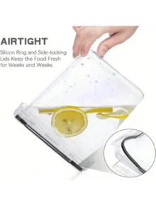 8-Piece Set Of 14L Sealed Food Container With Label And Pen - trong suốt - Xem 4