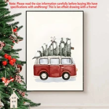 1 pièce, Scène d'hiver, Sapin de Noël, Voiture, Œuvre murale avec cadre, Œuvres d'art murales, Affiches, Matériau canevas (cadre en option), Cadeaux de Noël, Cadeaux spéciaux, Décoration de maison, Décoration de cuisine, Décoration de salon, Décoration de chambre à coucher, Décoration de bureau, Joyeux Noël, Décorations de Noël