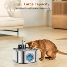 Đài phun nước tự động không dây cho mèo 3,2L/108oz - Máy làm mát nước bằng thép không gỉ, chạy bằng pin USB/18650, thiết kế chống rò rỉ, không cần bộ lọc, quà tặng lý tưởng cho người nuôi mèo, máng nước bền - Nhiều màu - Xem 3