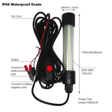 1pc  120 Led Green Underwater Fishing Light Lamp,50000lumens 12v ,Fish Attract 5m, Filled With Clear Silicon, Never Leak, Last For 50,000 Hours, Waterproof Rate Ip68,For Attracting Prawns, Squid, Shad, Bass, Trout, Redfish, Crappie And Shrimp.(Green) - Green - View 2