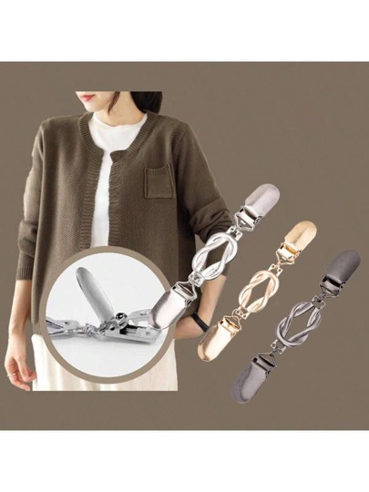 3 pièces Pinces à robe vintage, pinces à vêtements en métal pour cardigan, robe, taille sans pierres précieuses