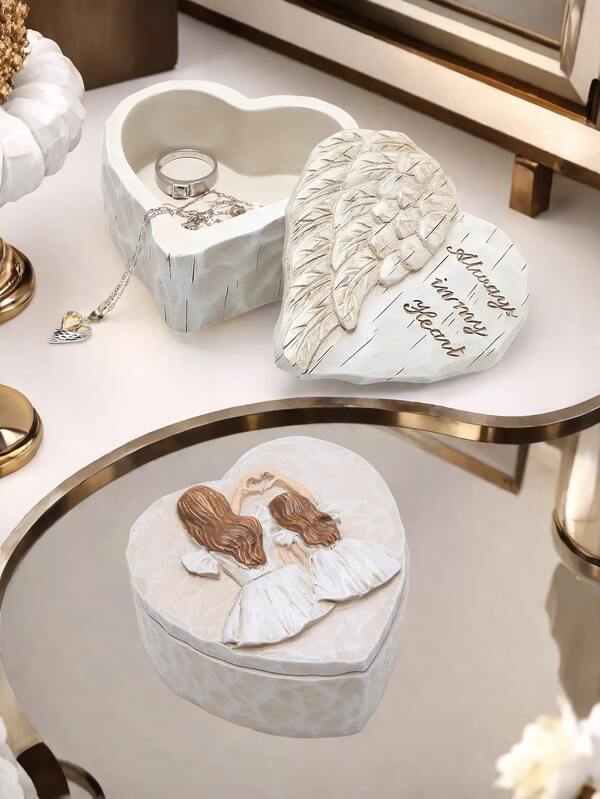 1pc Resin Friendship Jewelry Keepsake Box Carved Hand Painted Keepsake Box Anniversary Box Home Decor Box Friendship Gift For Best Friends, Best Girlfriends And Women Birthday Keepsake Box Christmas Gift