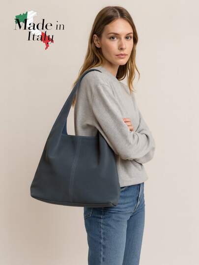 Genuine Italian Suede Women's Handbag, Large Suede Shopping Bag, Vintage Large-Capacity College-Style Shoulder Bag, Women's Daily Bag, Fashion Handbag, Large Shoulder Bag, Casual And Versatile Style, Solid Color Large-Capacity Shoulder Bag, Women's Designer Handbag