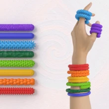 8 bastões sensoriais texturizados de silicone flexível - brinquedos sensoriais para crianças e adultos, brinquedos sensoriais de viagem, presentes de pelúcia para adolescentes - | Dobráveis | Moldáveis | Designs divertidos (detalhes de formato e cor são aleatórios) - 8 peças[Bastão sensorial] - Ver 10