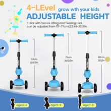 Toddler Kick Scooter For Kids Ages 3-12, Childrens Foldable Toy Scooter With 3 Wheels, Adjustable Height/Handlebars & Folding Seat, Outdoor Activities For Toddlers Boys Girls