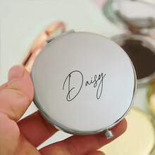 Customized Name Engraved Makeup Mirror, Personalized Gift, Folding Portable Double-Sided High Definition Mirror, Stainless Steel Compact Mirror, Christmas Gift, Bridesmaid, Wedding Gift, Customized Floral Engraved Makeup Mirror, Suitable For Bestie, Girlfriend, Mom, Mother's Day, Birthday, Graduation, Wedding, Anniversary, Practical Gift, Fall Decor - Multicolor - View 50