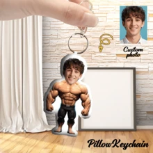 Customized Photo Keychain, Personalized Keychain, Muscular Man, Suitable For Father's Day, Mother's Day, Halloween, Christmas, Christmas Eve, Valentine's Day, Birthday, Anniversary - Multicolor - View 2