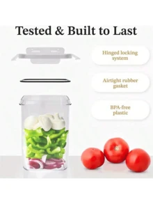 8-Piece Set Of 14L Sealed Food Container With Label And Pen - trong suốt - Xem 5