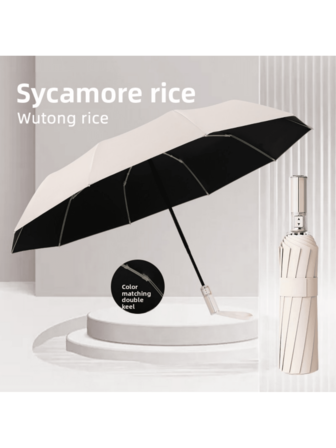 1pc Transparent Handle Automatic Umbrella, Suitable For Car, Heavy Rain, Golf, Outdoor Use For Rain Or Sun Protection