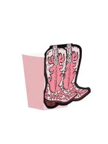 10pcs/20pcs/50pcs Brown Cowboy Popcorn Boxes Pink Western Cowgirl Boots Popcorn Snack Candy Boxes Decorations Supplies Buckets For Boots Or Bows Gender Reveal My First Rodeo Birthday Party Table Decor Western Party Favors & Decorations Set - Multicolor - View 7