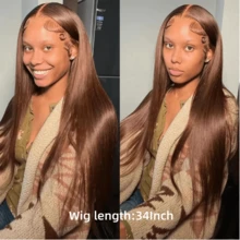 Oxeye 13*4 Straight Bob Human Wigs 200% Chocolate Brown Bob Lace Front Wig 13x6x1 Lace Frontal Wig Human Hair Wigs Dark Brown Straight Human Hair Wig #4 Colored Long Straight Wig Pre Plucked With Baby Hair Natural Black Straight Human Hair Wig - #4 - 查看 6