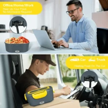 SOKANY Christmas Gift: Herrfilk Portable Car & Home Electric Lunch Box, Leak-Proof Design, Microwave Heating Lunch, Detachable Stainless Steel Inner Pot, 1.5L Capacity, 220V/12V Power, Specially Designed For Truck Drivers - EU C Type Plug(220-240V) - View 3