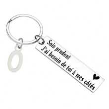 Portachiavi da guida francese da strada, regalo per il fidanzato, il marito, la fidanzata, "Attento, ho bisogno di te al mio fianco", San Valentino, Natale, accessori per auto, ciondolo per borsa, regalo creativo per il ritorno a scuola, accessori per borsa, cordino con porta badge, accessori per auto, ciondolo per borsa - Argento - Visualizzare 12