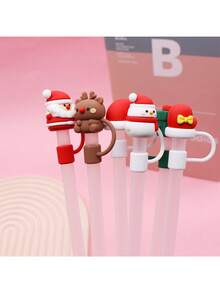 6/3/1 Stück Weihnachts-Strohhalm-Abdeckkappe, Silikon-Strohhalm-Aufsatz für Frau & Mann Becher mit Griff, süße 10mm Trinkhalm-Spitzen-Abdeckungen als Weihnachtsgeschenke.