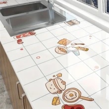 1 Roll Of Whimsical Kitchen-Themed Self-Adhesive Wallpaper - Waterproof, Oil-Resistant & Easy To Cut, Vinyl Art Stickers For Smooth Surfaces Like Walls, Cabinets, Baths & Desktops - Removable, Customizable Design, Kitchen Decor And Accessories