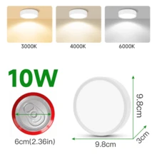 CANMEIJIA 1 件铝制白色 LED 嵌入式灯，LED 明装筒灯，嵌入式室内吸顶灯，客厅/卧室/厨房吸顶灯，AC185-262V，5W/40W/15W/25W，3 种色温可切换，6500K/4000K/3000K，紧凑纤薄圆形灯具，适用于卧室、客厅、厨房、商场、展厅。5W 尺寸相对较小，请根据您的需求购买合适的尺寸。 - 白色明裝筒燈 - 查看 21