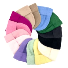 1pc Solid Color Casual Acrylic Faux Fur Winter Beanie Hat For Women, Autumn/Winter