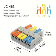 10 件/4 件迷你快速接线连接器，杠杆螺母连接器快速接线连接器 2 进 4 出/2 进 6 出/3 进 9 出推入式接线端子，多种规格可供选择