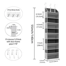 1PC Over The Door Storage Organizer With Pockets, 10 Mesh Side Pockets, About 40 Lbs Weight Capacity, Door Hanging Organizers And Storage For Bedroom, Bathroom, Nursery, Pantry, Dorm - Xám - Xem 7