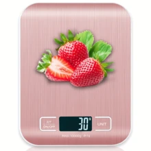 1 Báscula de cocina digital de 10kg, precisión de 1g/0.1oz, de acero inoxidable, apta para hornear y cocinar (baterías no incluidas) - Rosa - Ver 1
