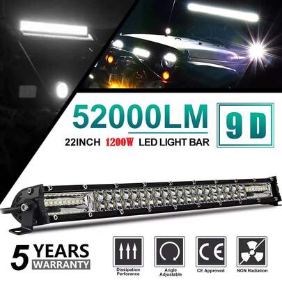 22 Inch Dual Row LED Light Bar - Adjustable Bracket Combo Sealed Beam, Durable, For 4WD 4x4 SUV Truck Off-Road Vehicle, Heavy-Duty, High-Intensity Illumination, Without Battery
