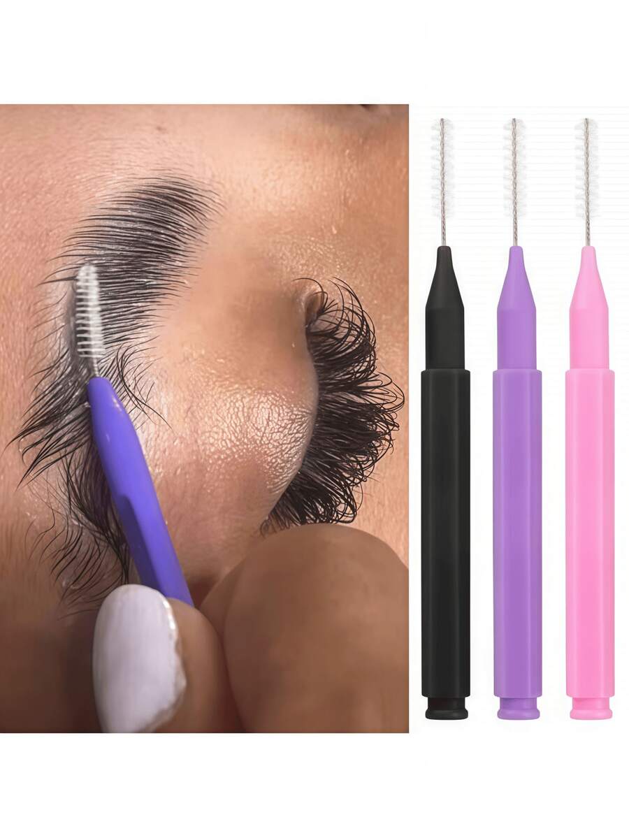 100/50/30/10/5件/套 一次性眉刷和眉毛提升工具、睫毛嫁接梳、睫毛夹、化妆配件 - 彩色 - 查看 1