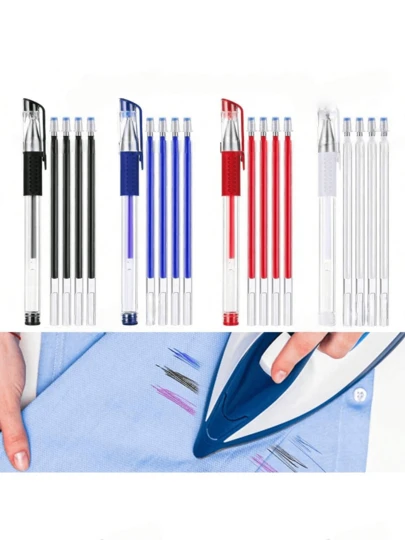 Set de 24 piezas con 20 marcadores de tela de colores mixtos de alta temperatura que desaparecen, con 4 soportes para bolígrafos, bolígrafos marcadores de tela borrables con calor para costura, sastrería y acolchado (color de tinta de bolígrafo rojo aleatorio)