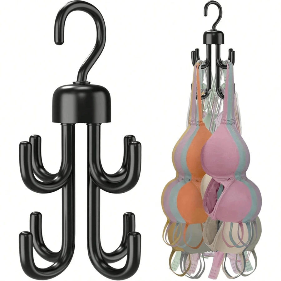 1/2pcs Tank Top Hanger, Durable Plastic Hangers, Swivel Belt Hanger Hooks, Designed For Hanging Tank Tops, Ties, Belts, Bags,Belt, Scarf Storage Rotary Four Claw Hook, Household Multifunctional Clothing Hat Hook, Multi-Function Rotating Hanger Hooks For Clothes, Bags, Belts, Scarves, Ties Storage Rack,Bathroom Accessories
