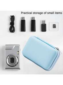 Bolsa para auriculares de EVA, Estuche para mini cámara CCD, Cable de datos, Cargador, Unidad USB, Protector USB, Caja protectora de carcasa rígida, a prueba de golpes y anti-presión. Caja de almacenamiento para impresora de fotos. Estuche protector para mini cámara. Esenciales de viaje. Estuche para cargador. Accesorios para cámara digital. Organizador de cables. Organizador electrónico. Bolsa de almacenamiento impermeable y portátil para viajes, tecnología, mujeres y hombres