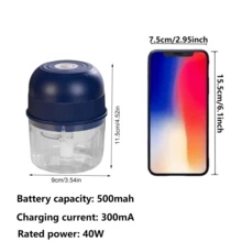 USB Rechargeable 250ml Electric Mini Garlic Chopper - Stainless Steel Blade, Circular ABS Cup, Safety Switch, 3600 RPM - Used For Grinding Ginger, Vegetables And Meat