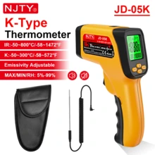 NJTY K-Type Infrared Thermometer Gun, Handheld Non-Contact High Temperature Measurement Gun, Suitable For Industrial, Cooking Test, Pizza Oven, Automotive, HVAC, Grill And Engine Applications - Laser Surface Temperature Reader, Measurement Range -50°C To 800°C