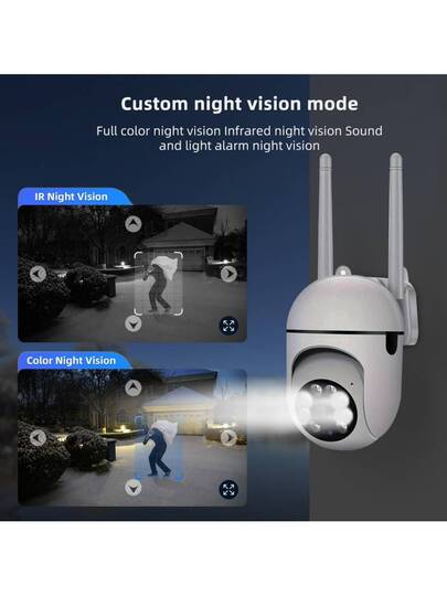 1MP Wireless Security Camera, Slimme HD WiFi IP Outdoor Network Full Night Vision, Built In Hotspot, Loop Recording, Mobile App Control, Compatible IOS, roid, HarmonyOS, 2.4G Network, Two Way Audio, Remote Monitoring, Motion Detection, Siren Alarm view 9